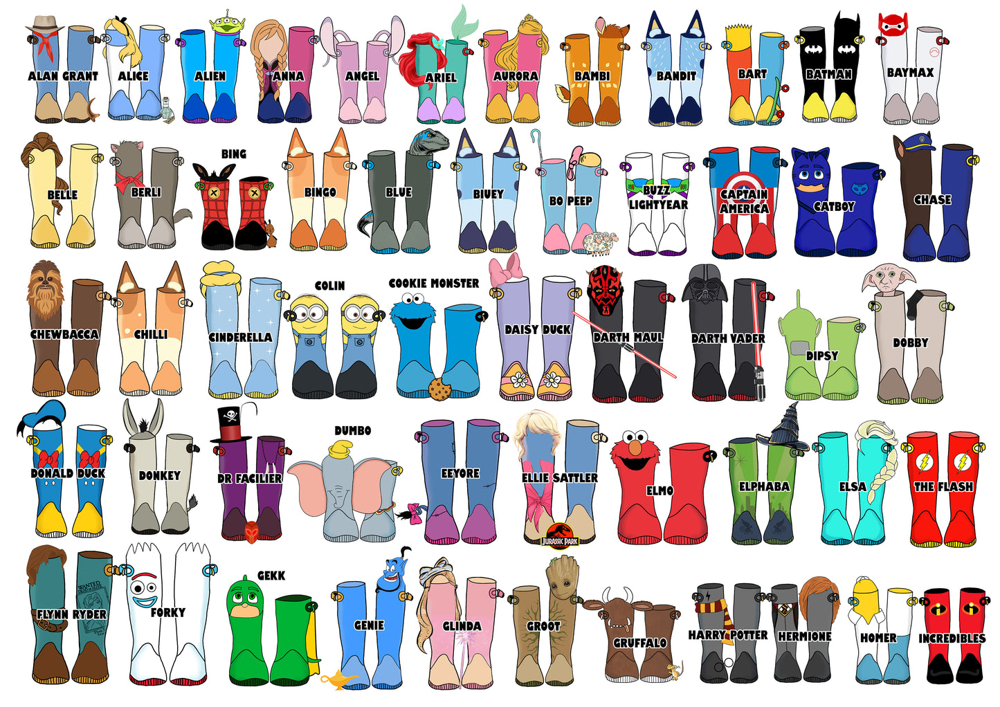 Personalised Our Family Disney Welly Boots Print