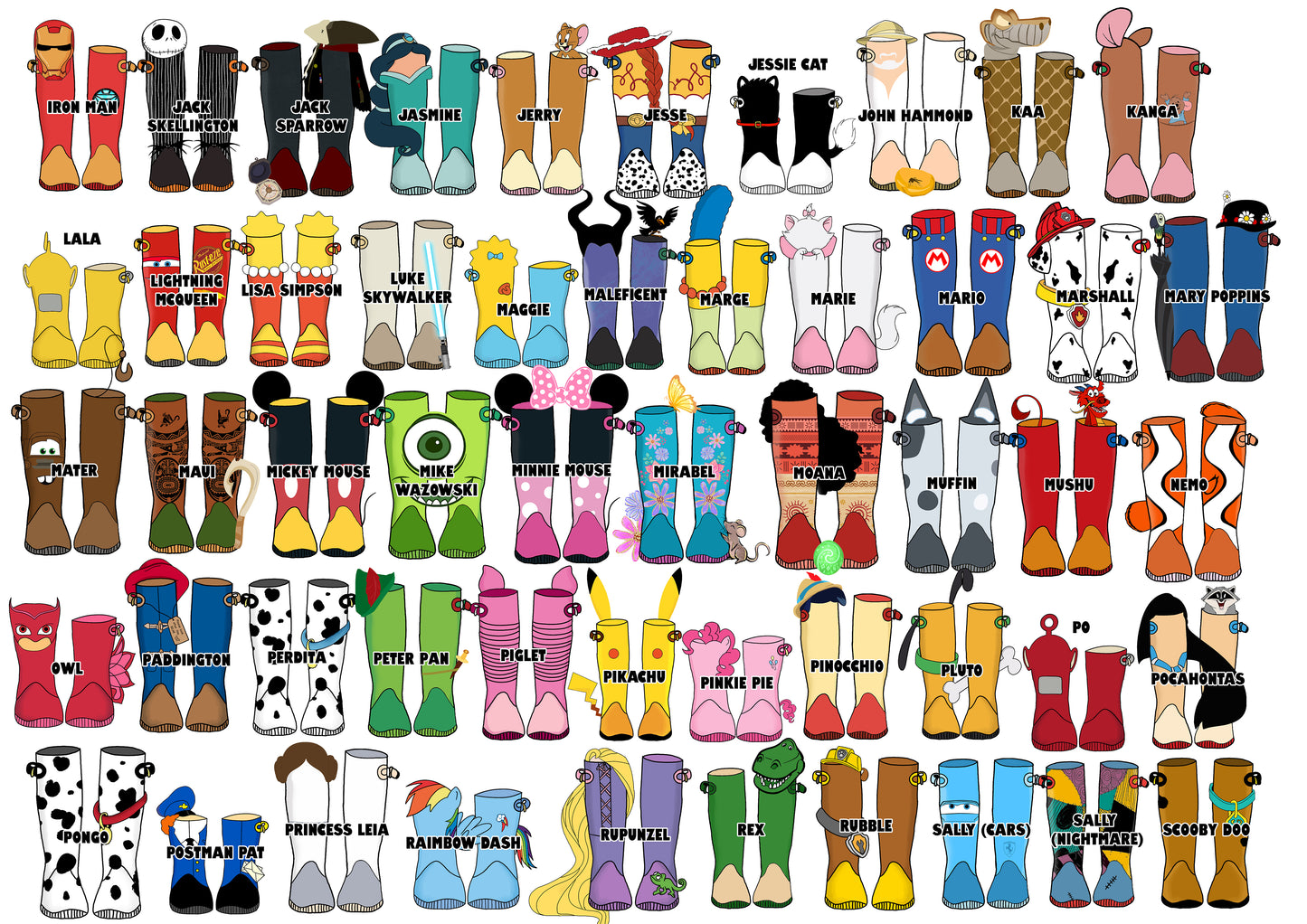 Personalised Our Family Disney Welly Boots Print