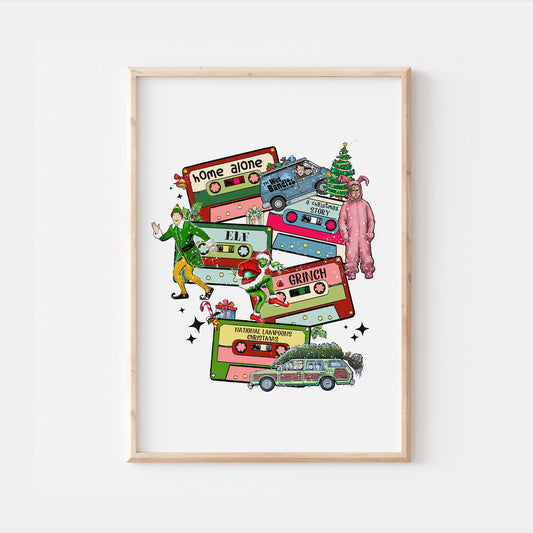 Christmas Movies Classic Festive Pop Culture Print
