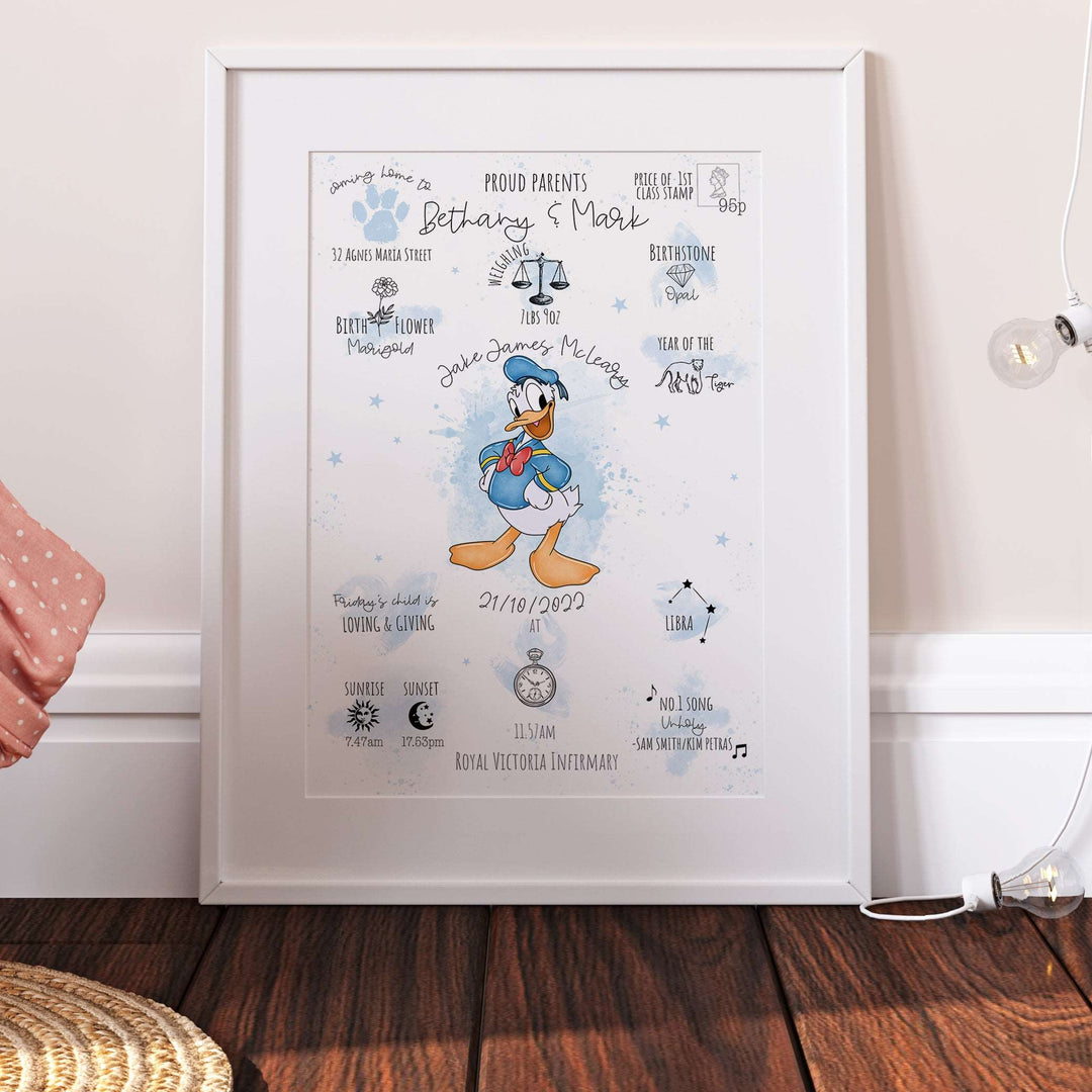 Donald Duck Personalised The Day You Were Born Print