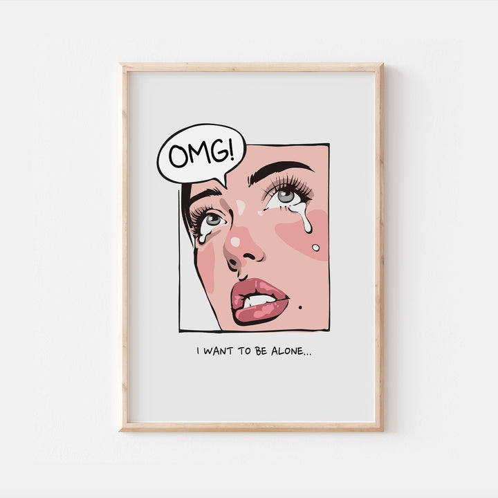 I Want To Be Alone Funny Comic Pop Art Print