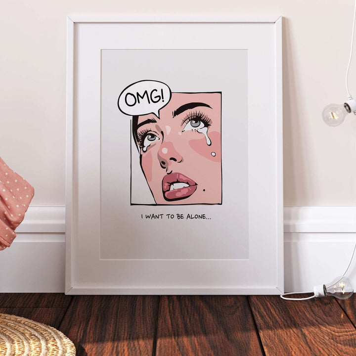 I Want To Be Alone Funny Comic Pop Art Print