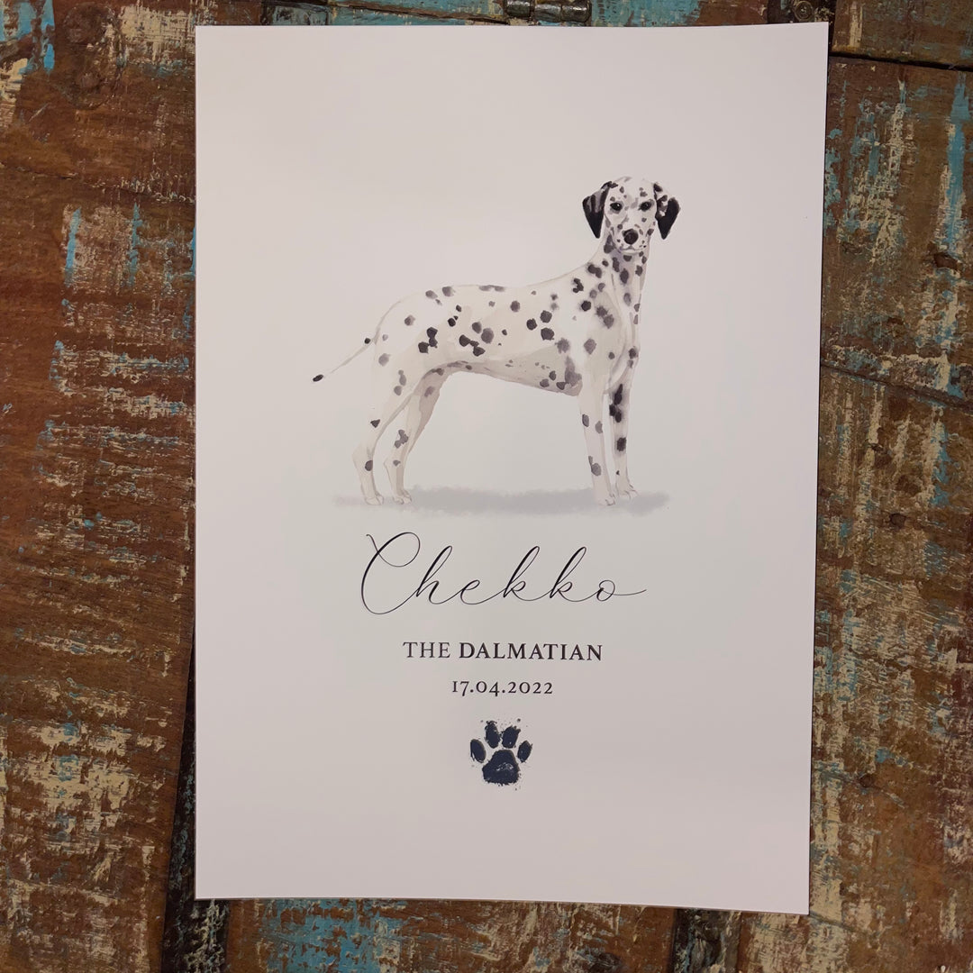 Personalised Dalmatian Dog Watercolour Print