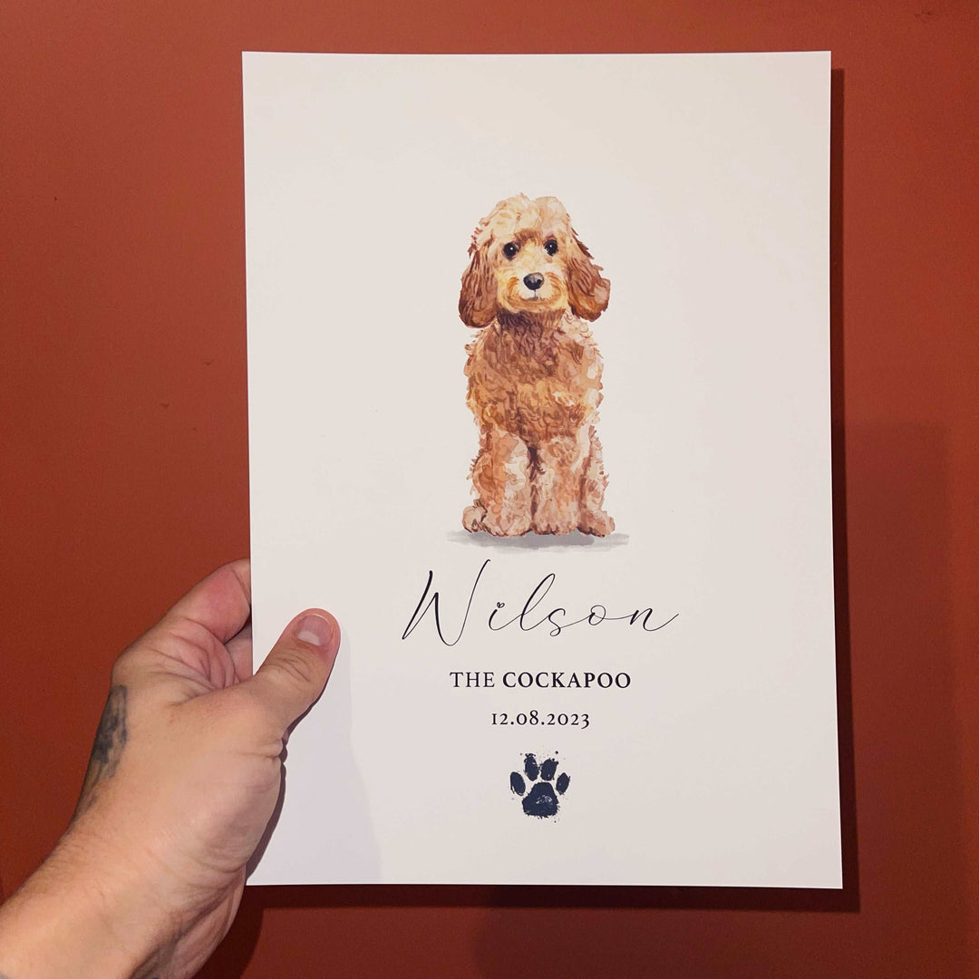 Personalised Golden Honey Cockapoo Watercolour Dog Home Print