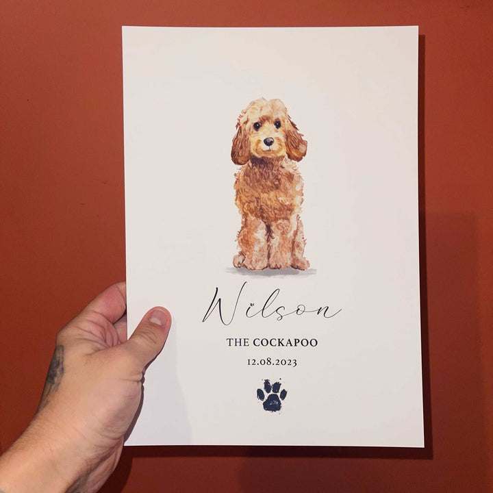 Personalised Golden Honey Cockapoo Watercolour Dog Home Print