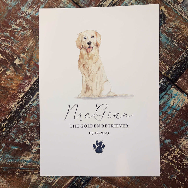 Personalised Golden Retriever Dog Print