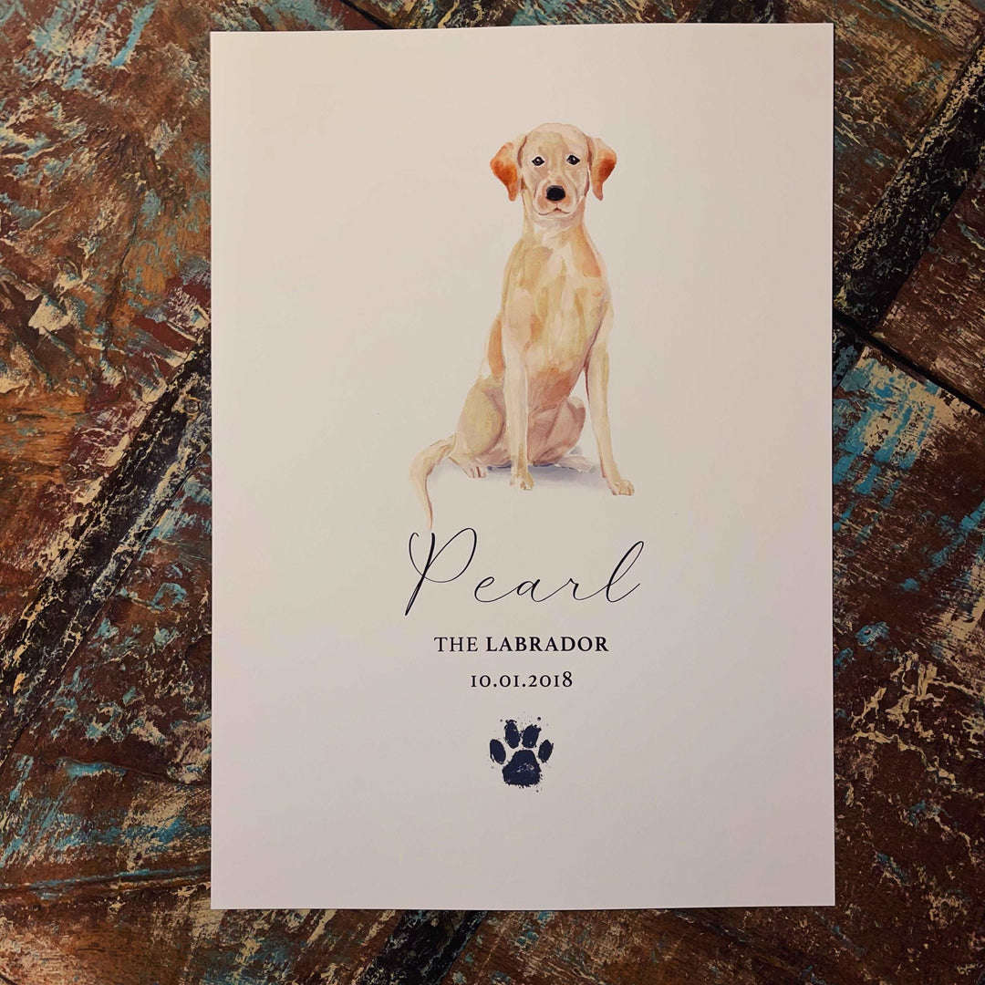 Personalised Golden Labrador Dog Watercolour Print