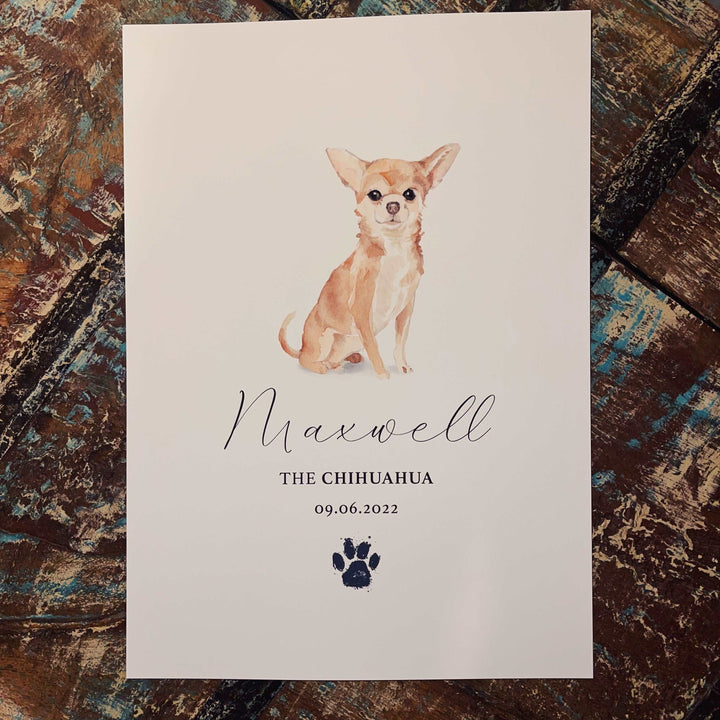 Personalised Chihuahua Dog Watercolour Print