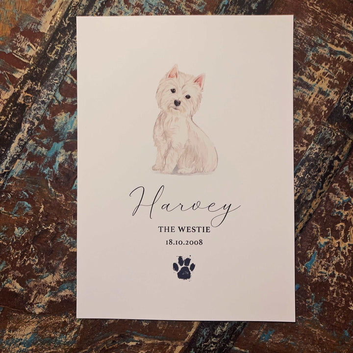 Personalised Westie Dog Watercolour Print