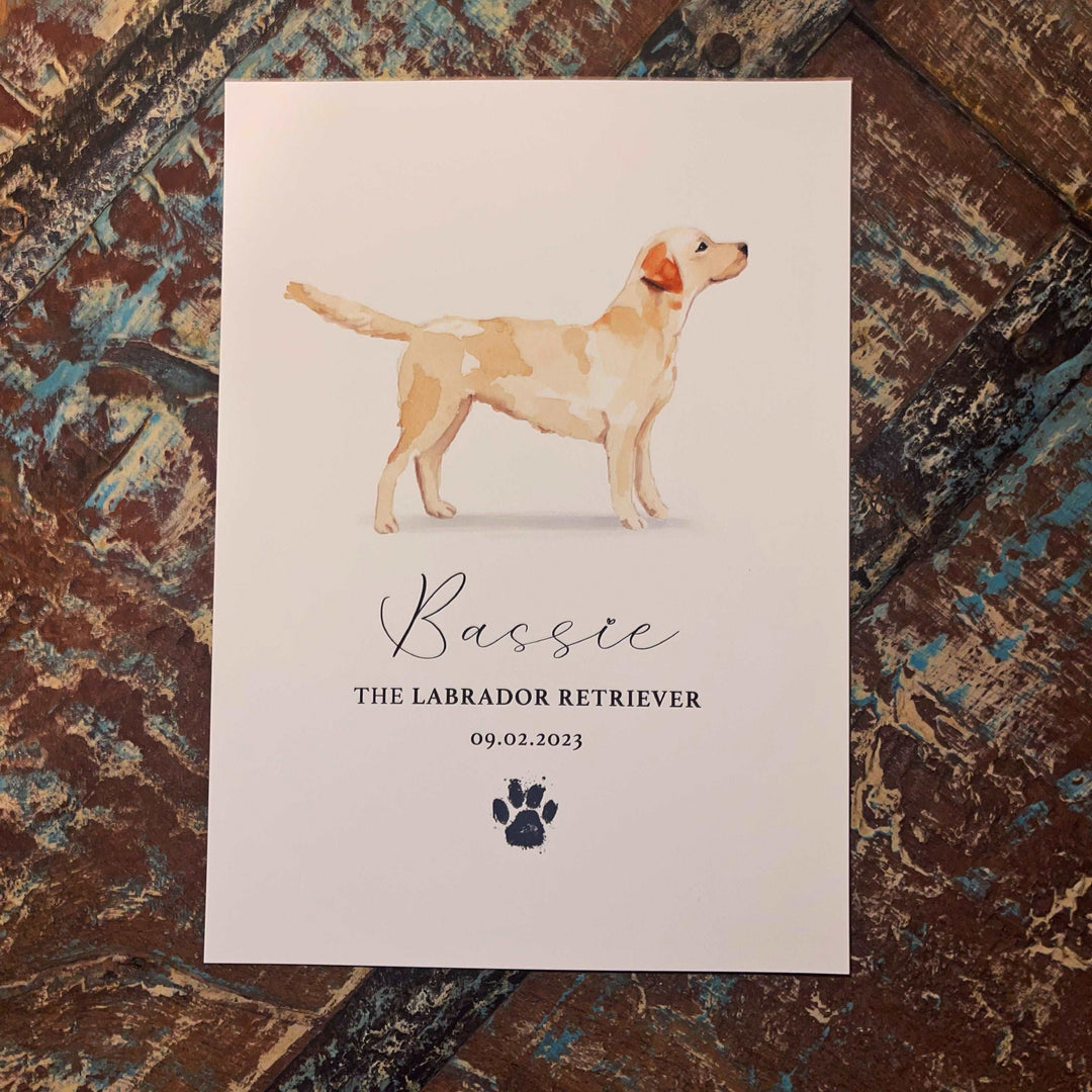 Personalised Labrador Retriever Dog Watercolour Print