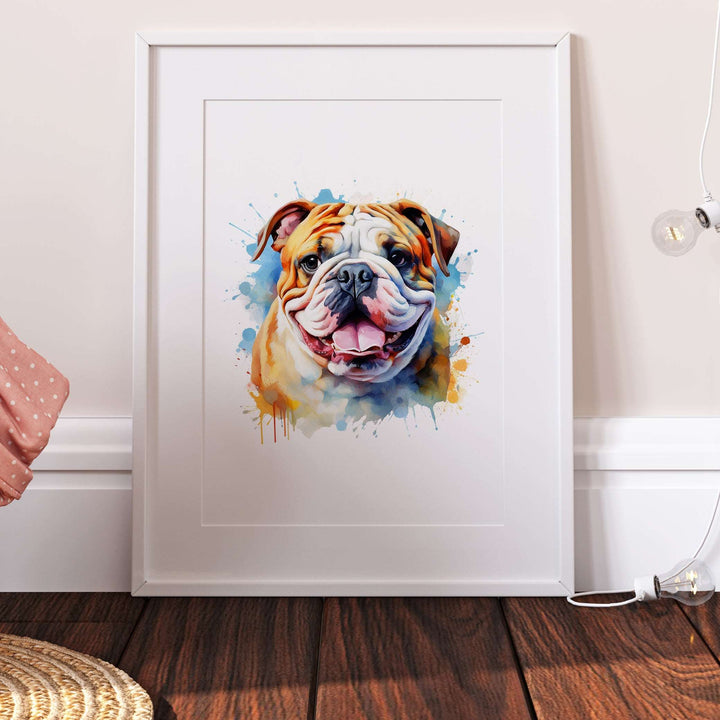 English Bulldog Dog Watercolour Art Print