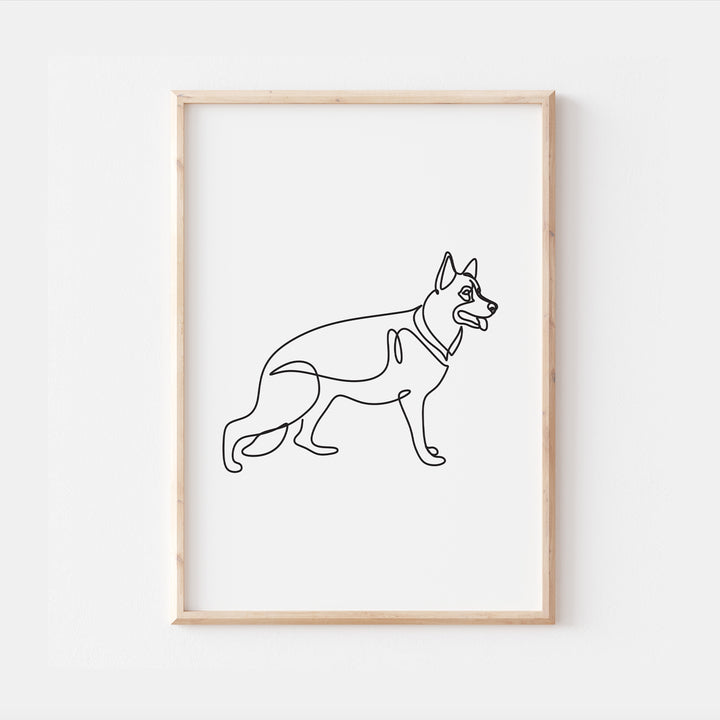 German Shepherd Dog Line Art Abstract Print