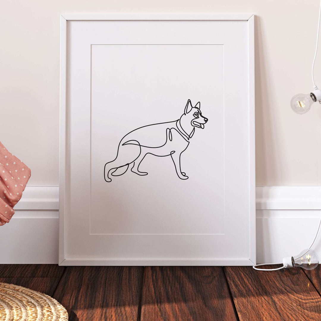 German Shepherd Dog Line Art Abstract Print