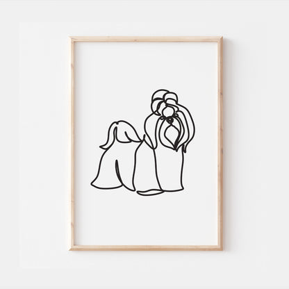 Shih Tzu Dog Line Art Abstract Print