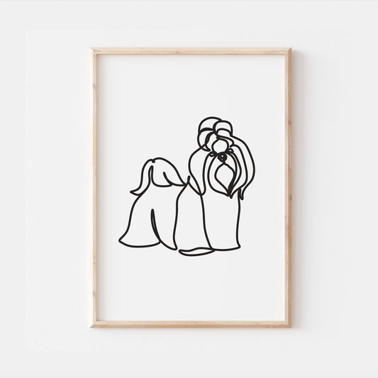 Shih Tzu Dog Line Art Abstract Print