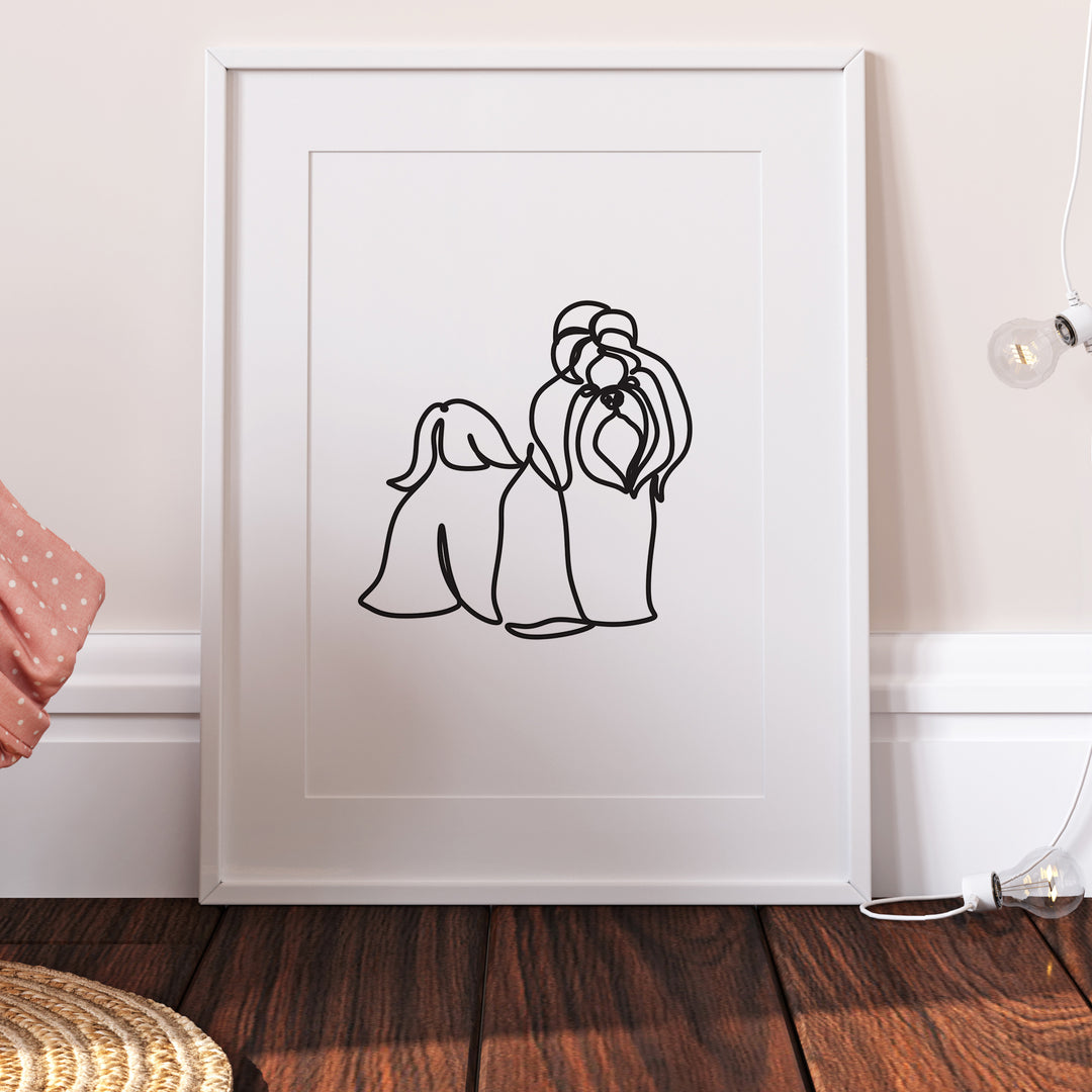 Shih Tzu Dog Line Art Abstract Print