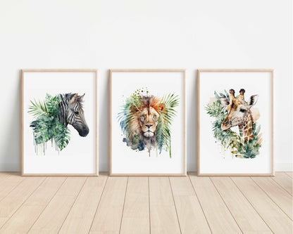 SET OF 3 African Animals Safari Bedroom Prints