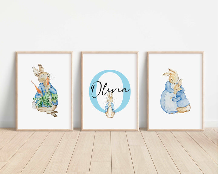 SET OF 3 Peter Rabbit Beatrix Potter Personalised Prints