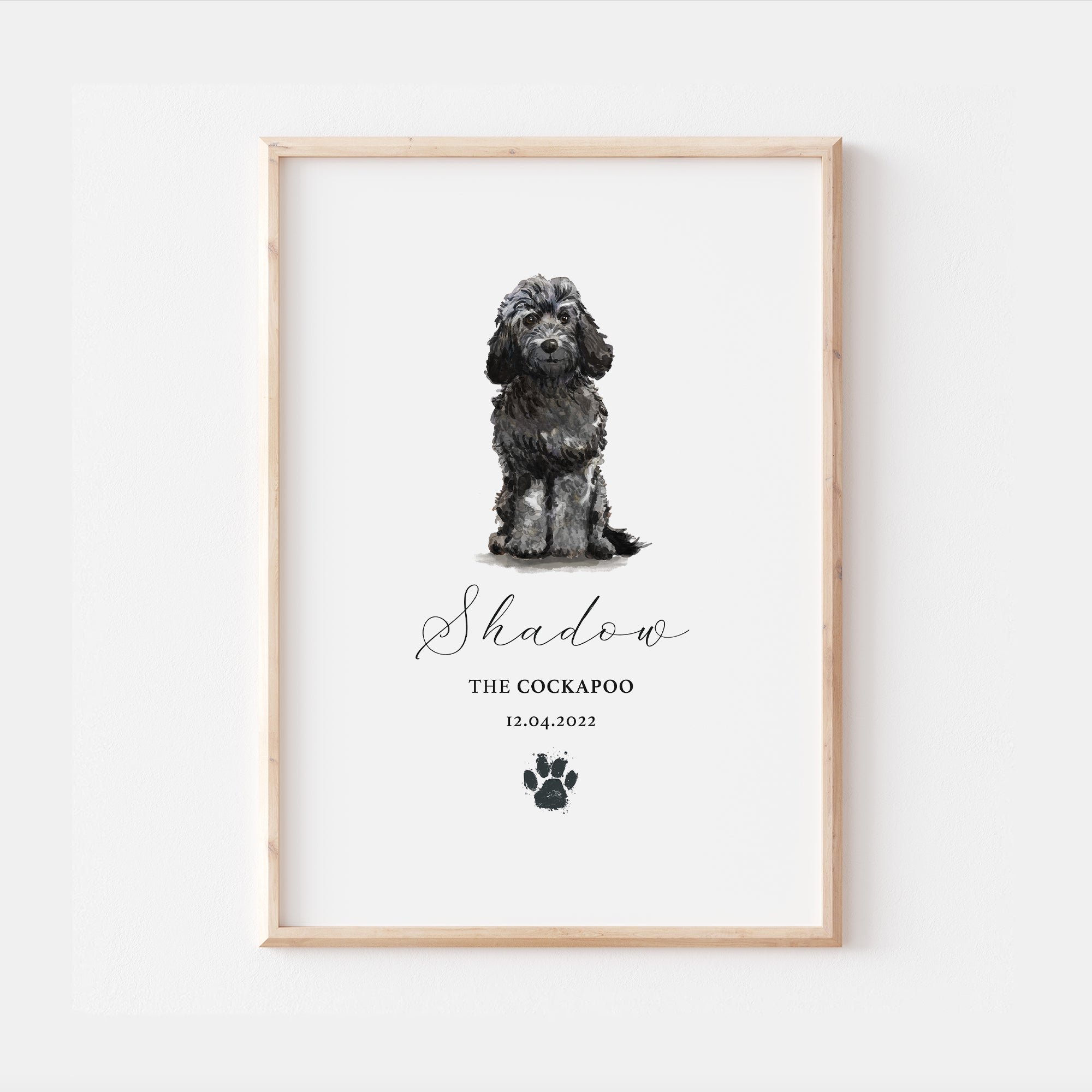Personalised Black Cockapoo Watercolour Dog Home Print – Funky Print ...