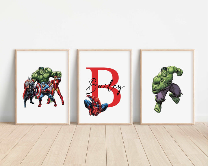 SET OF 3 Superhero Personalised Prints