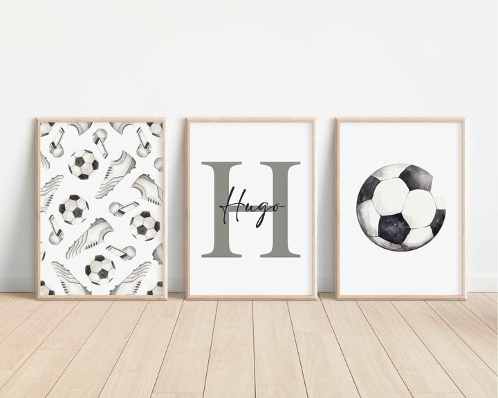 SET OF 3 Football Personalised Bedroom Prints