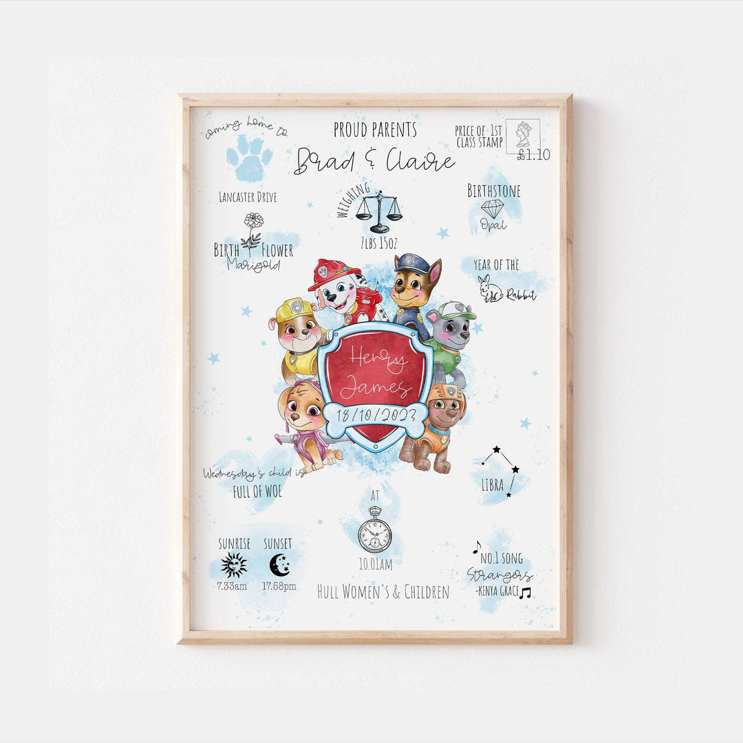 Paw Patrol Personalised The Day You Were Born Print