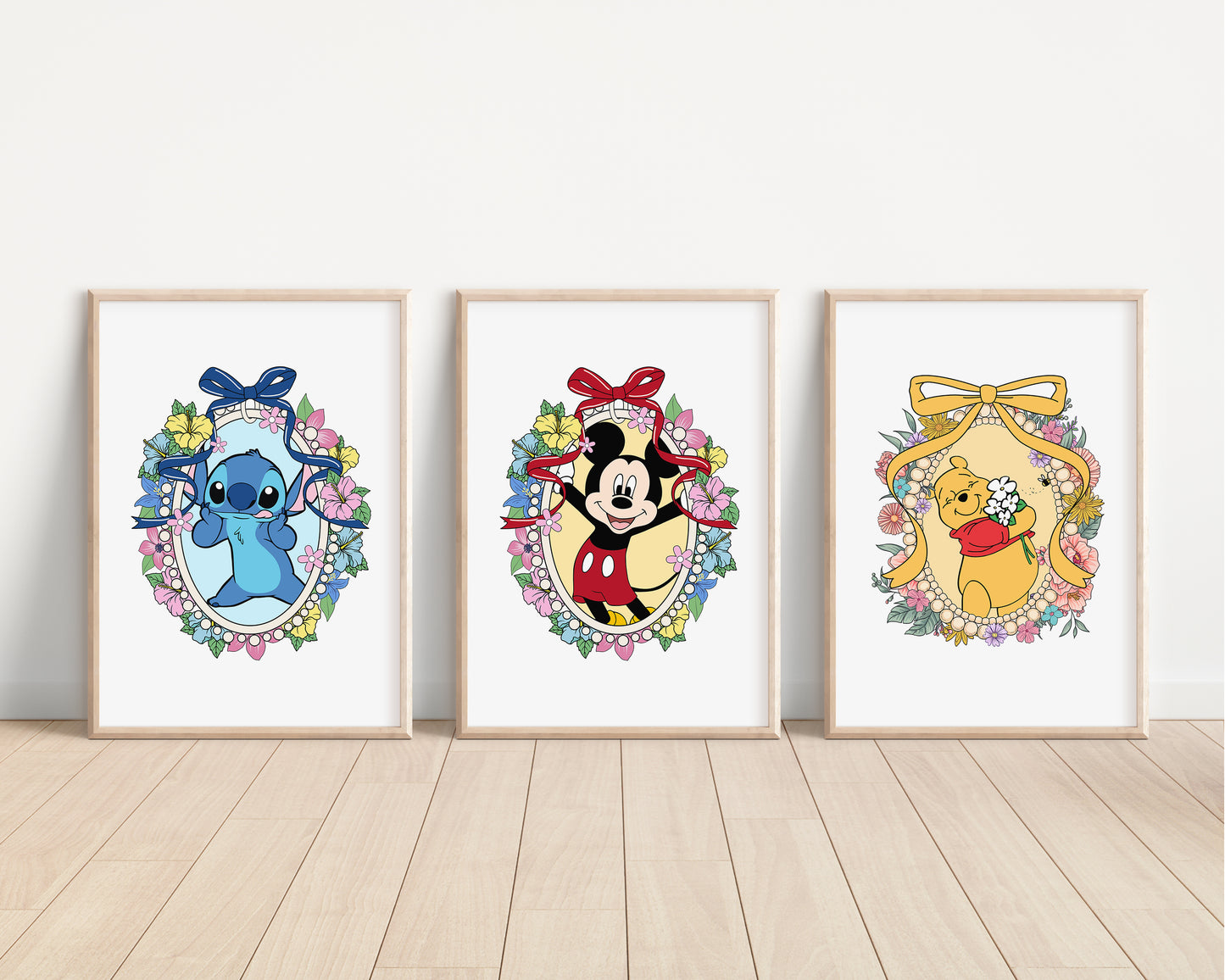 Disney Characters Floral Bedroom Prints