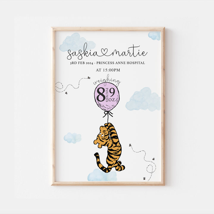 Tigger Personalised The Day You Were Born Birth Print