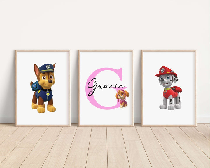 SET OF 3 Paw Patrol Personalised Prints