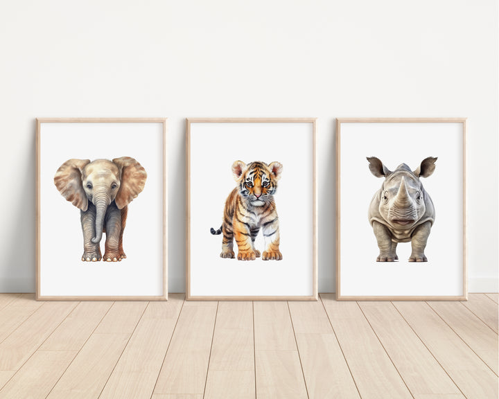 SET OF 3 Baby Safari Animals Bedroom Prints