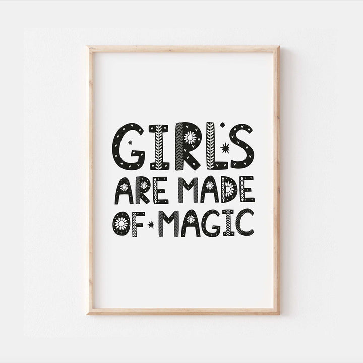 Girls Are Made of Magic Kids Quote Wall Print