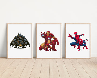 Dad and Kid Superhero Avengers Print