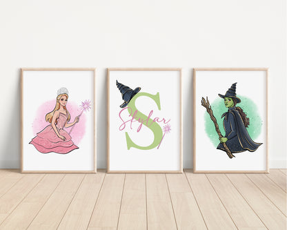 SET OF 3 Wicked Personalised Elphaba Glinda Prints