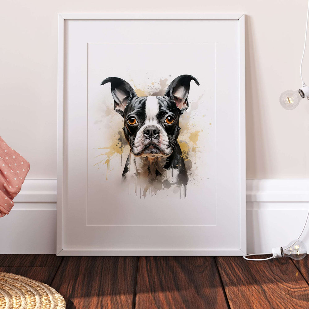 Boston Terrier Dog Watercolour Art Print