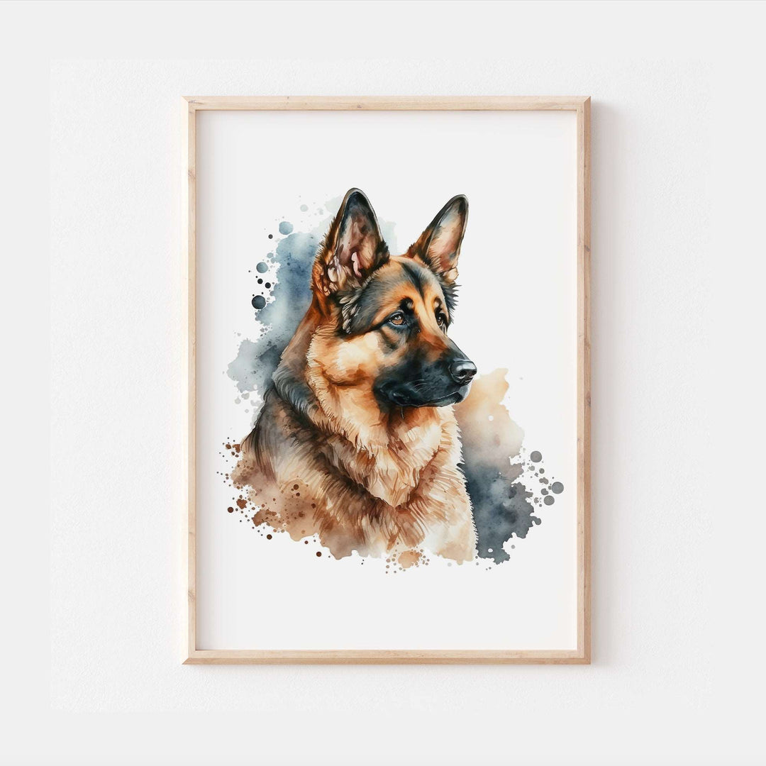 German Shepard Dog Watercolour Art Print