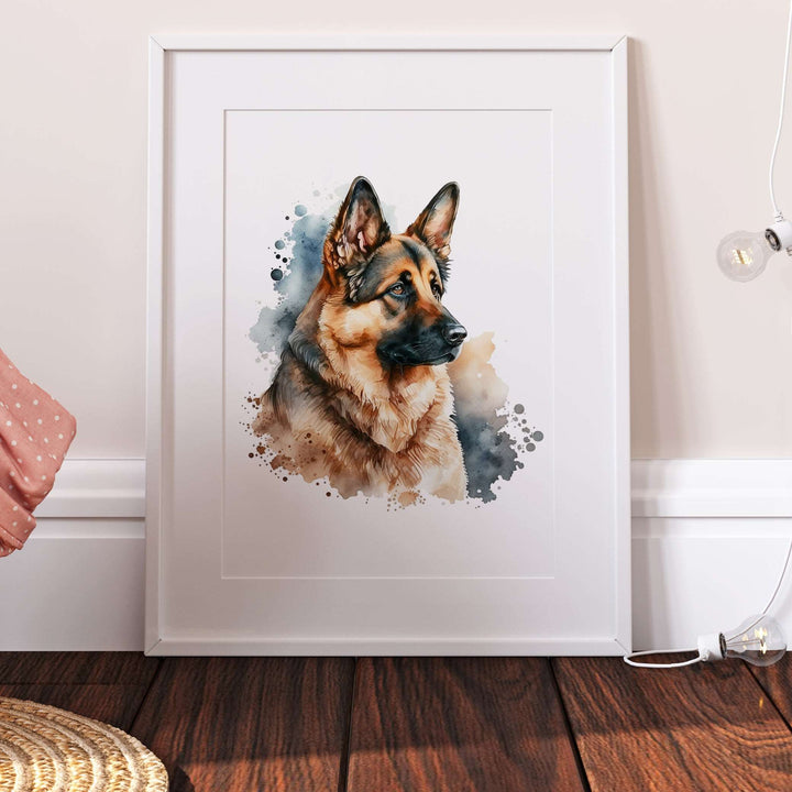 German Shepard Dog Watercolour Art Print