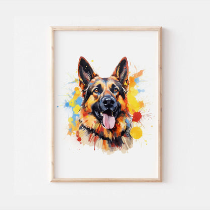 German Shepherd Dog Watercolour Art Print