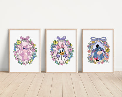 Disney Characters Floral Bedroom Prints