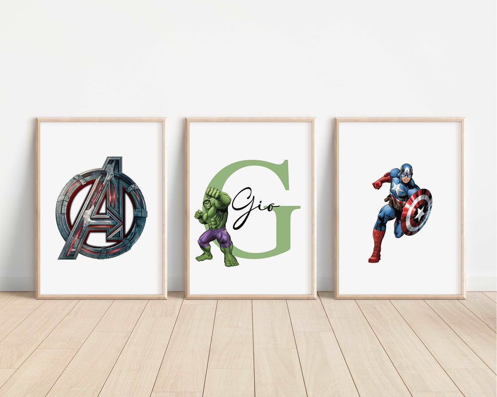 SET OF 3 Superhero Personalised Prints