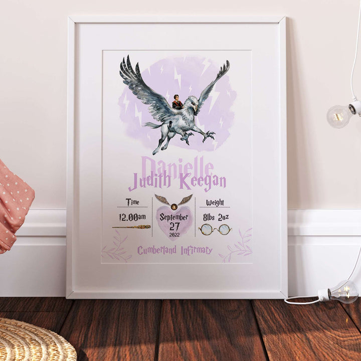 Harry Potter & Buckbeak Personalised Bedroom Birth Print