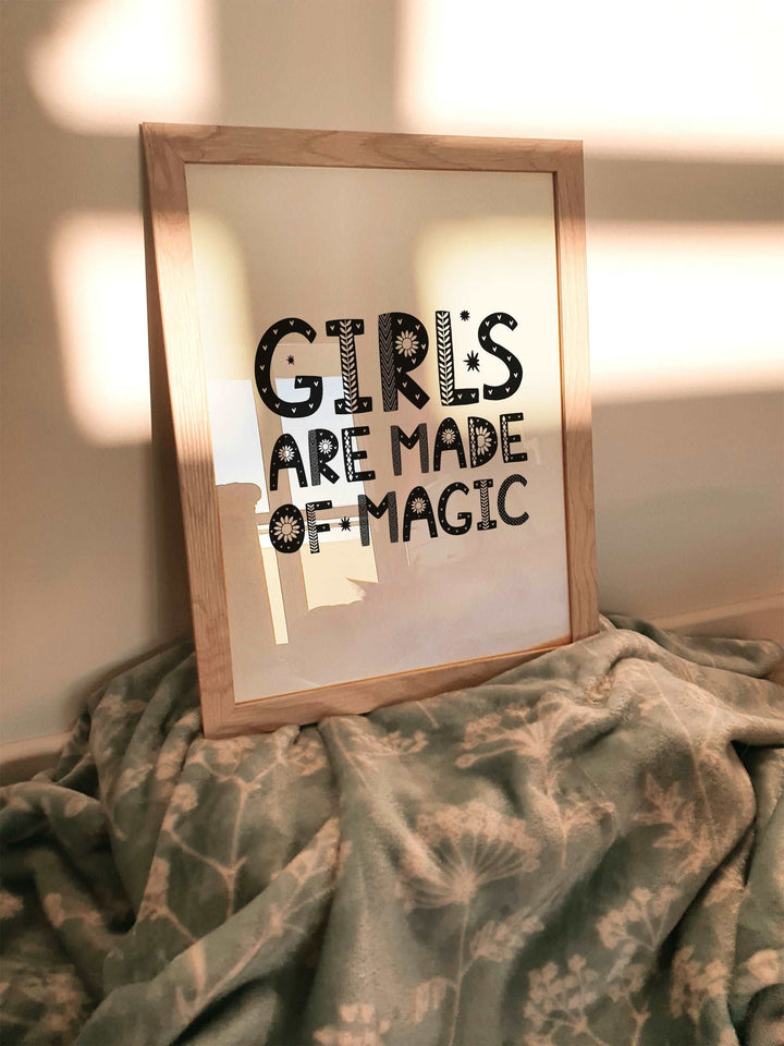 Girls Are Made of Magic Kids Quote Wall Print