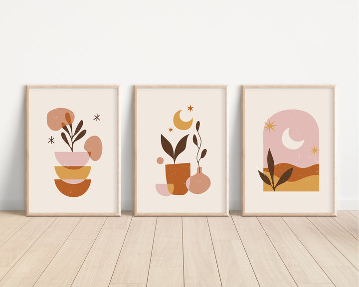 SET OF 3 Boho Abstract Home Prints