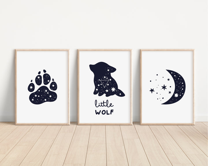 SET OF 3 Little Wolf Cub Bedroom Nursery Prints