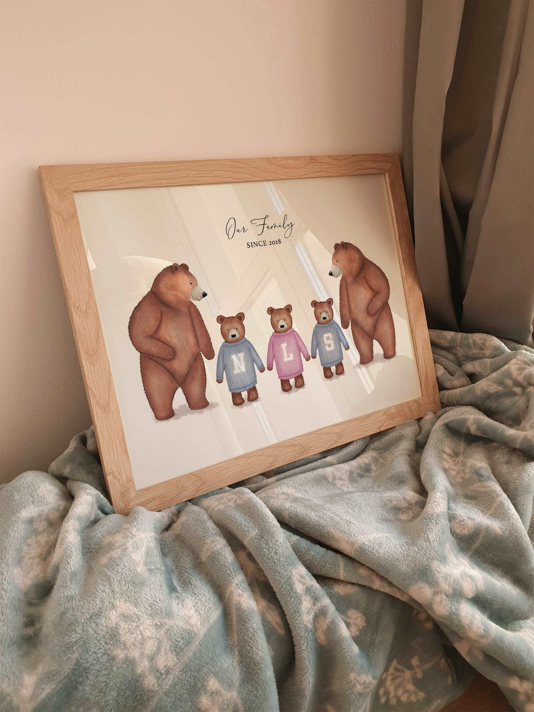 Personalised Our Family Brown Bear Cub Print