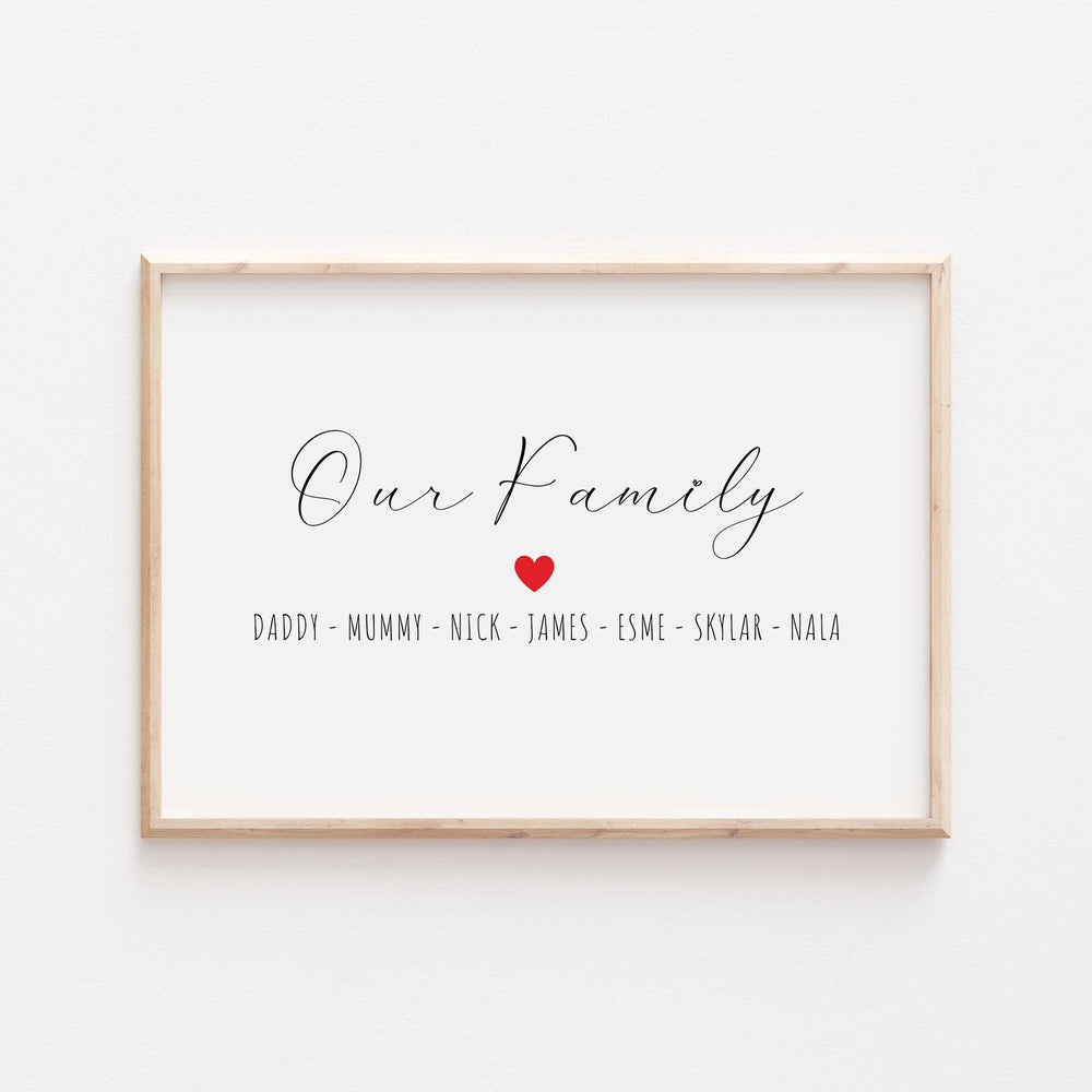 Personalised Our Family Heart Print