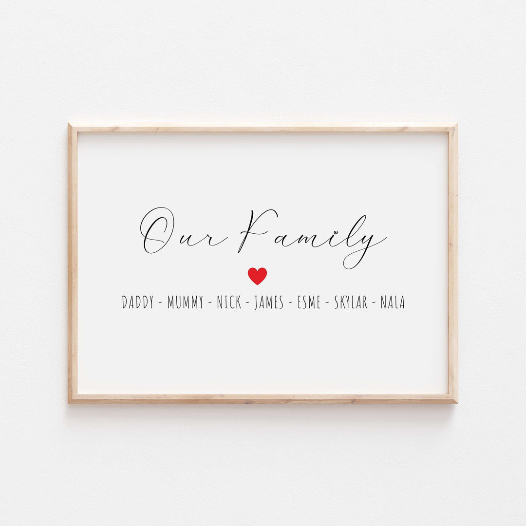 Personalised Our Family Heart Print