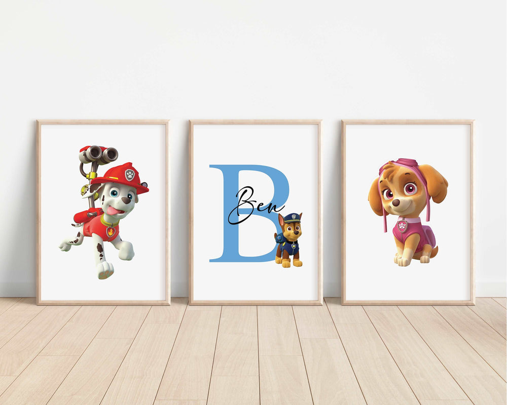 SET OF 3 Paw Patrol Personalised Prints