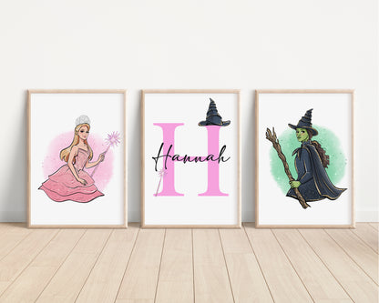 SET OF 3 Wicked Personalised Elphaba Glinda Prints