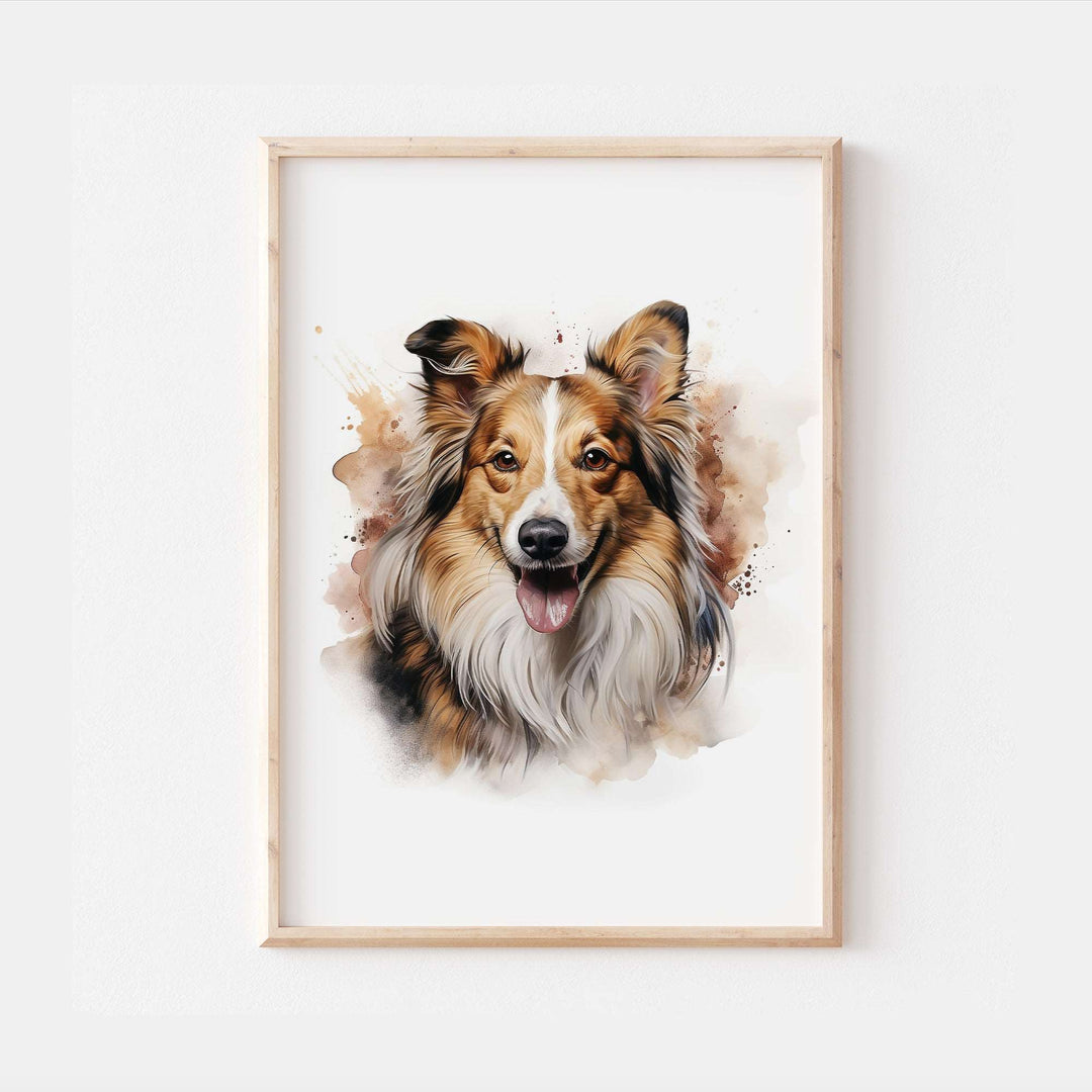 Rough Collie Dog Watercolour Art Print