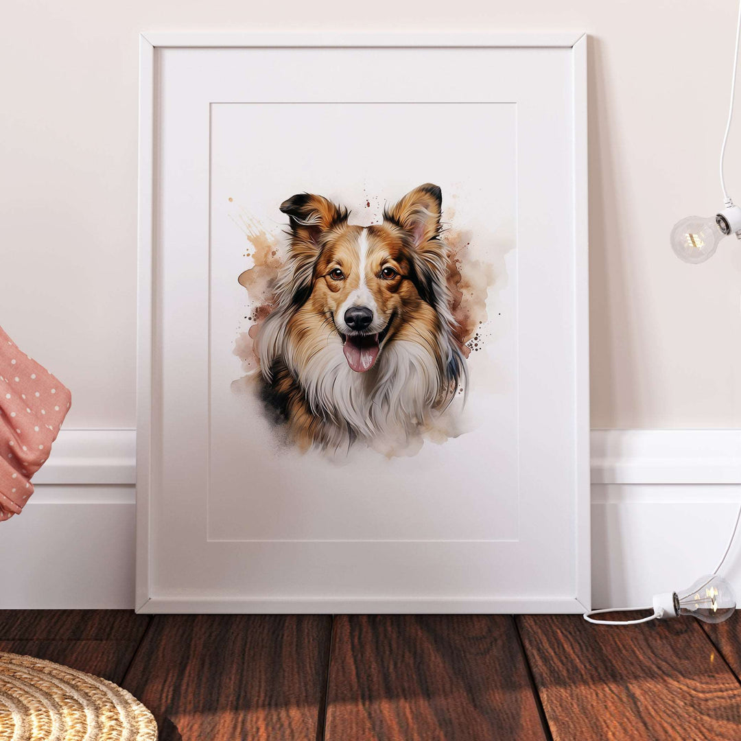 Rough Collie Dog Watercolour Art Print